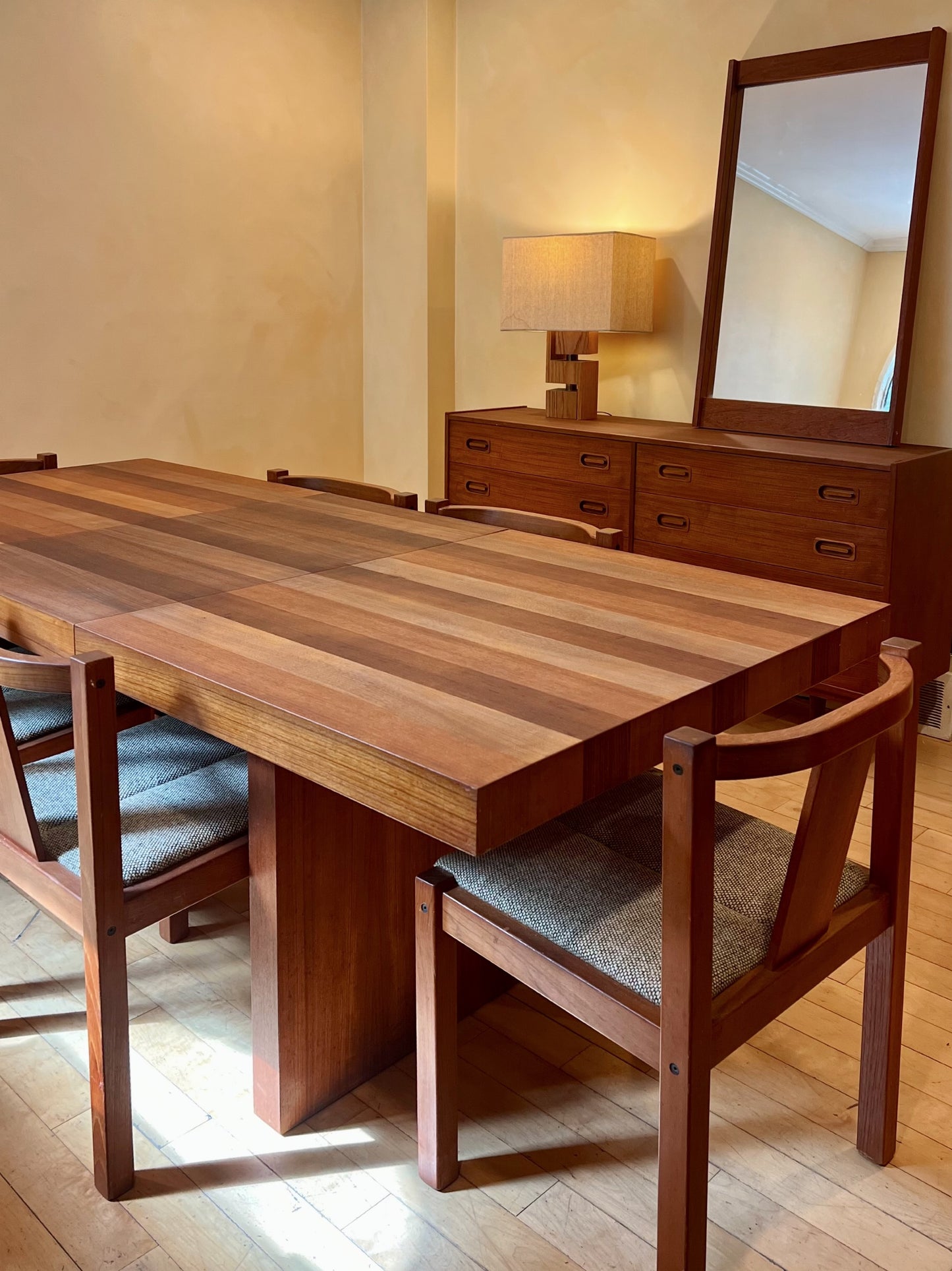 Danish Teak Dining Set  Includes Dyrlund Teak Table and Six Matching Chairs