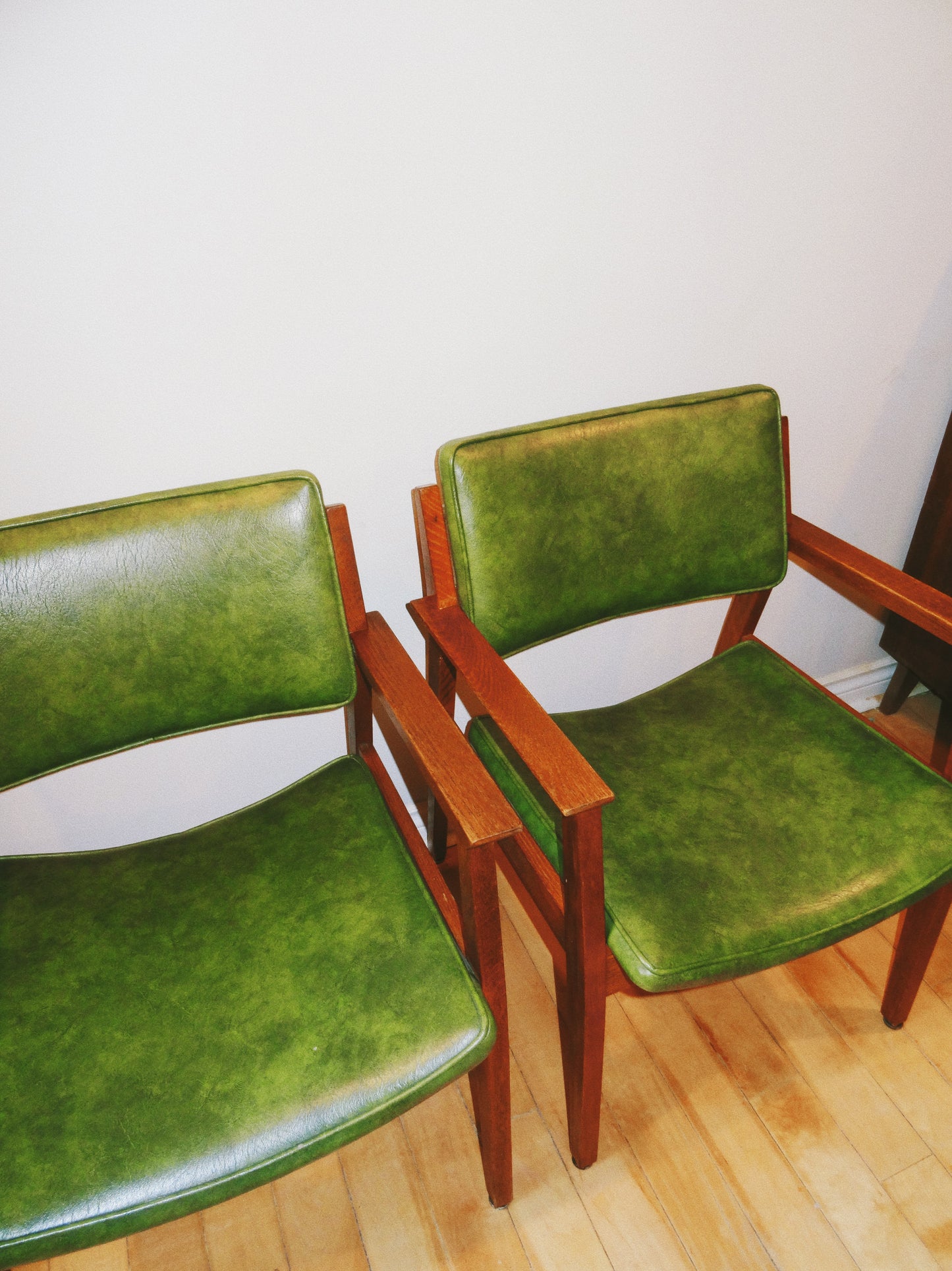 Pair of Mid Century Genuine Leather Accent Chairs
