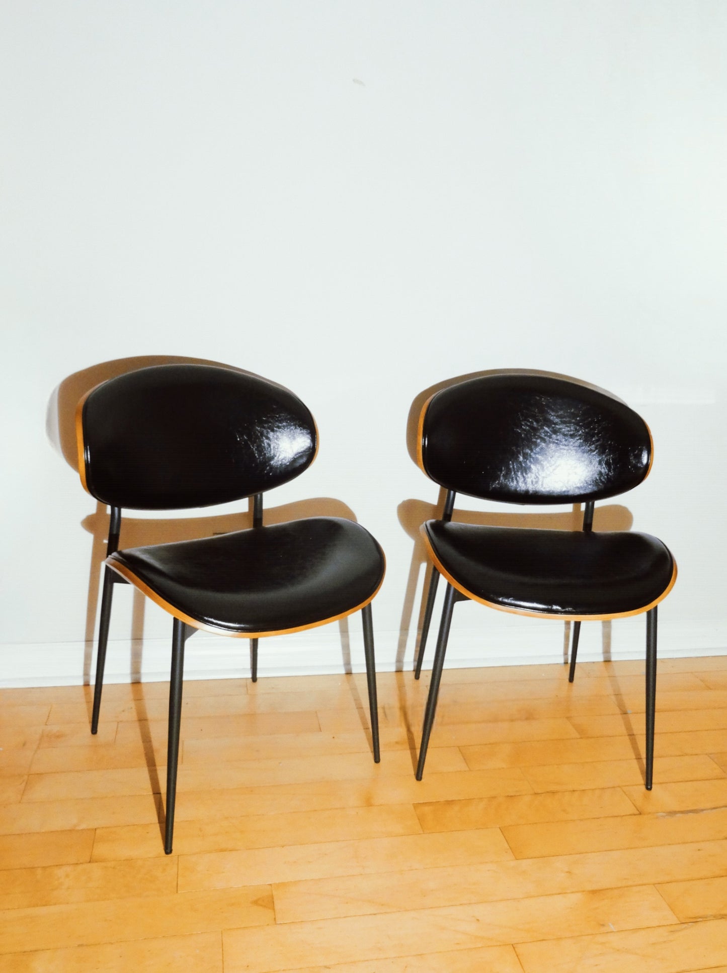 Set of Two Mid Century Faux Leather Chairs