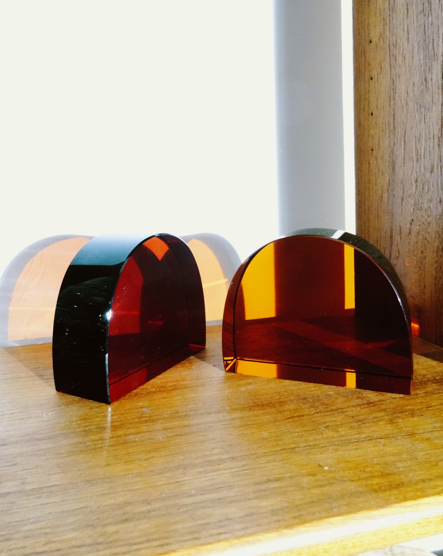 Set of Two Orange Stained Glass Book Stopper
