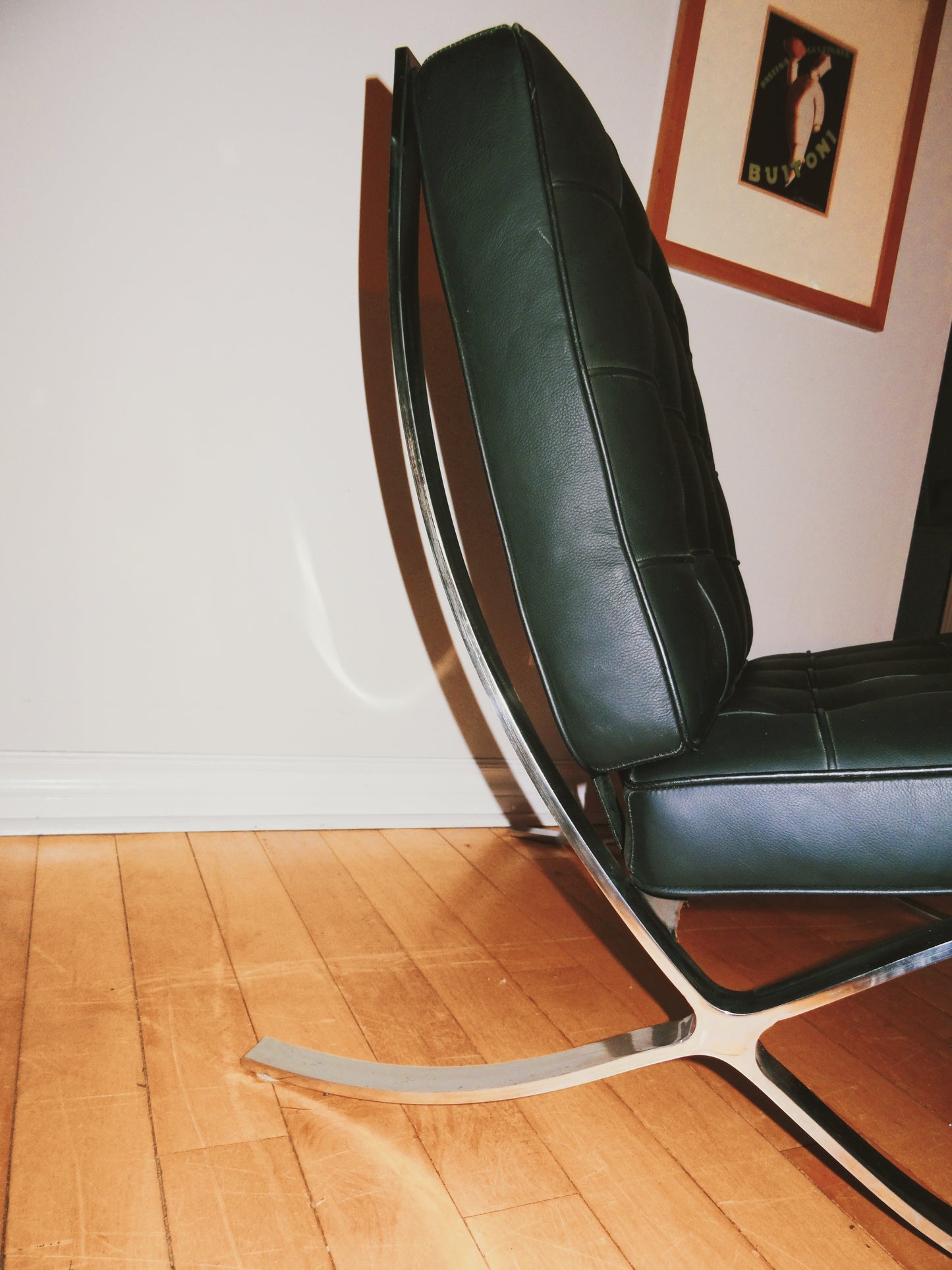 Black and Chrome Faux Leather Barcelona Chair