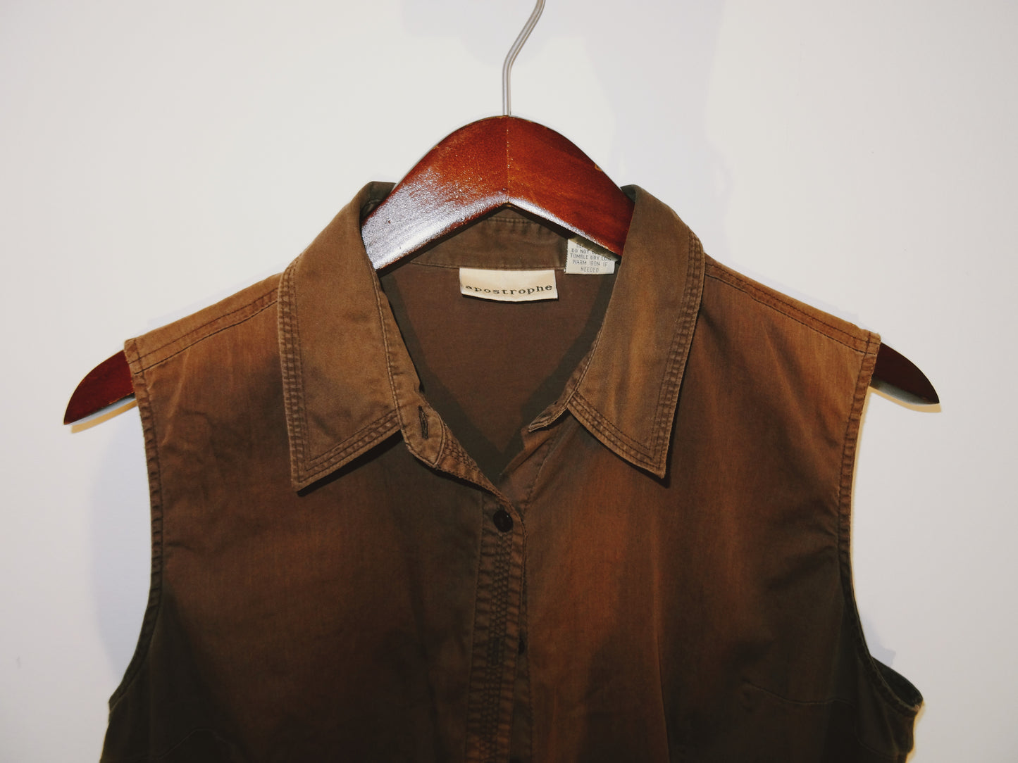 Dark Brown Sleeveless Button up