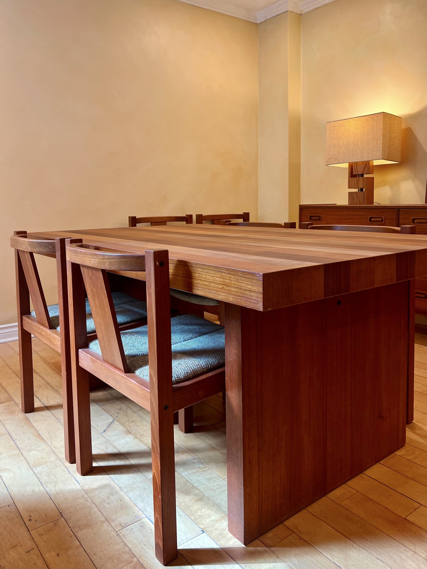 Danish Teak Dining Set  Includes Dyrlund Teak Table and Six Matching Chairs