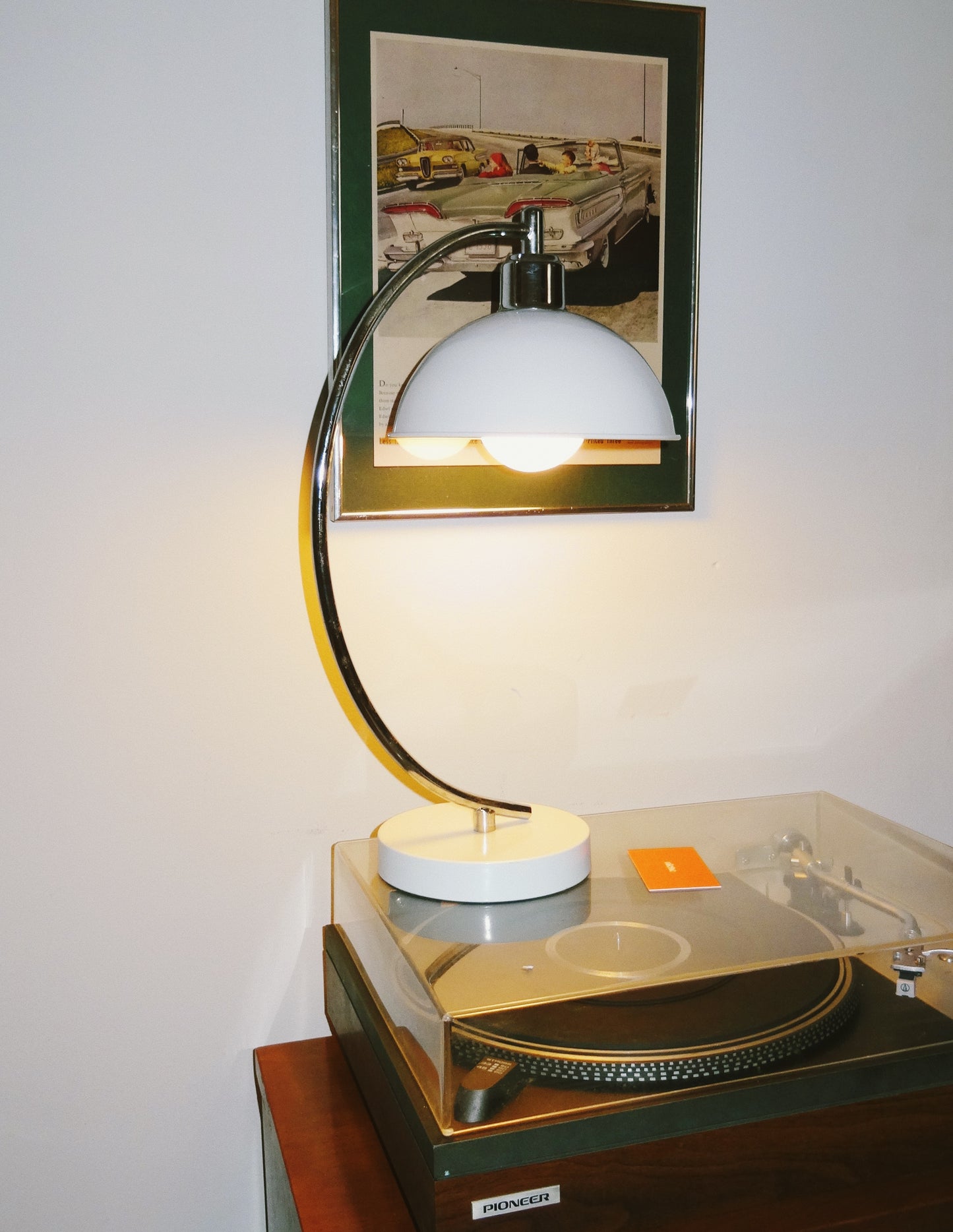 White and Chrome Half Dome Lamp