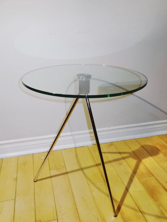 Chrome Tempered Glass Side Table