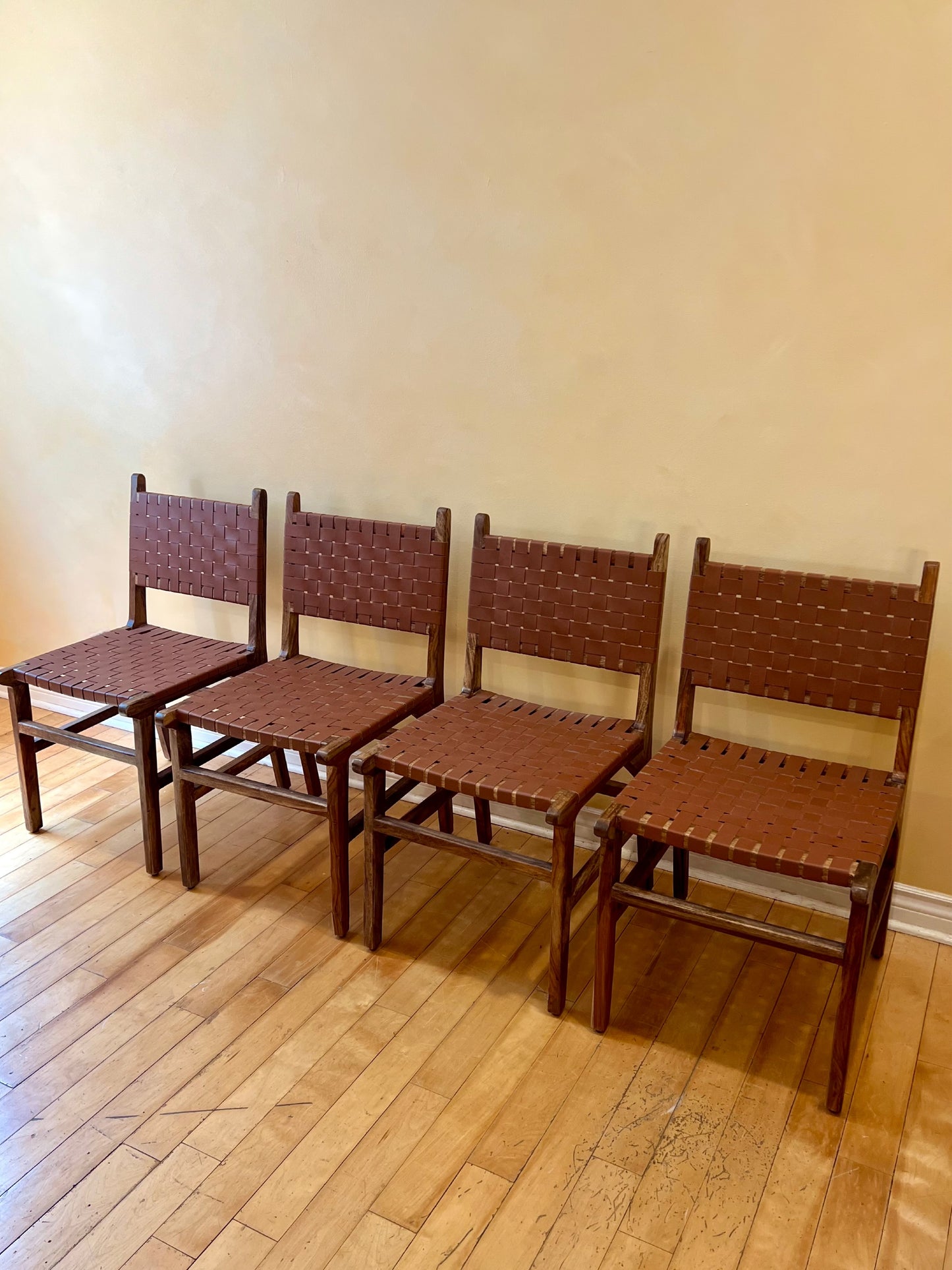 Woven Leather Chairs (set of four)