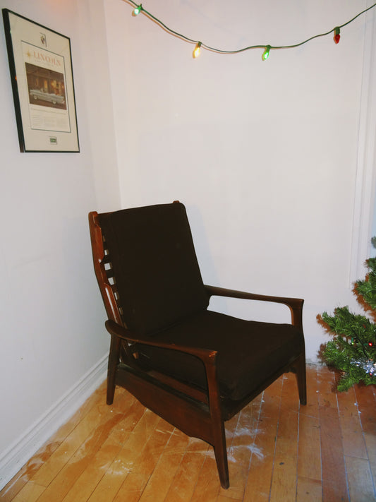 Solid Walnut High-back Lounge Chair