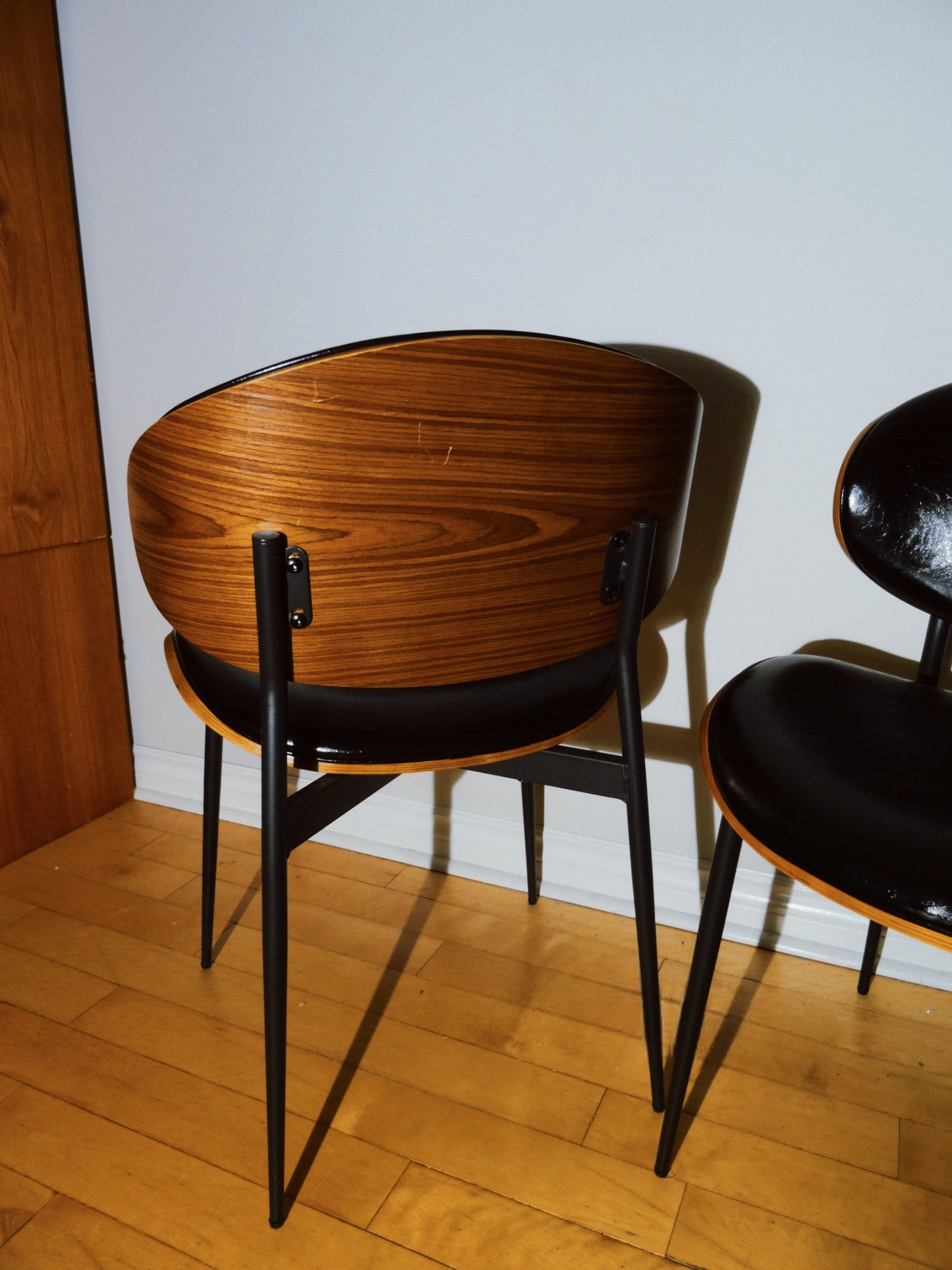 Set of Two Mid Century Faux Leather Chairs