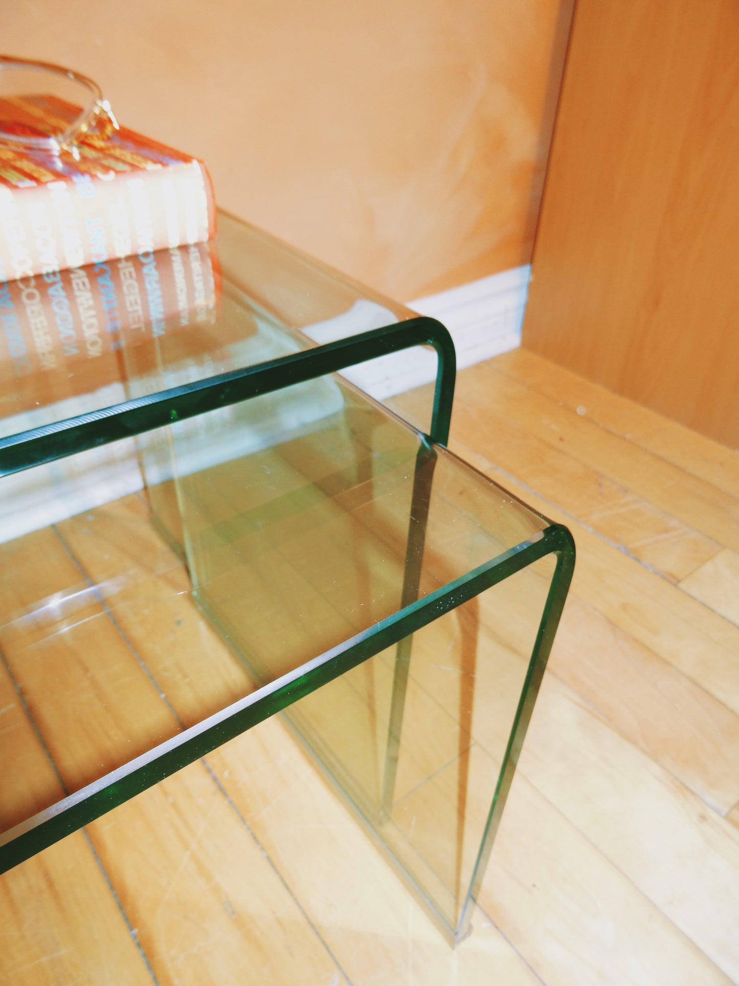 Set of Two Glass Nesting Side Tables