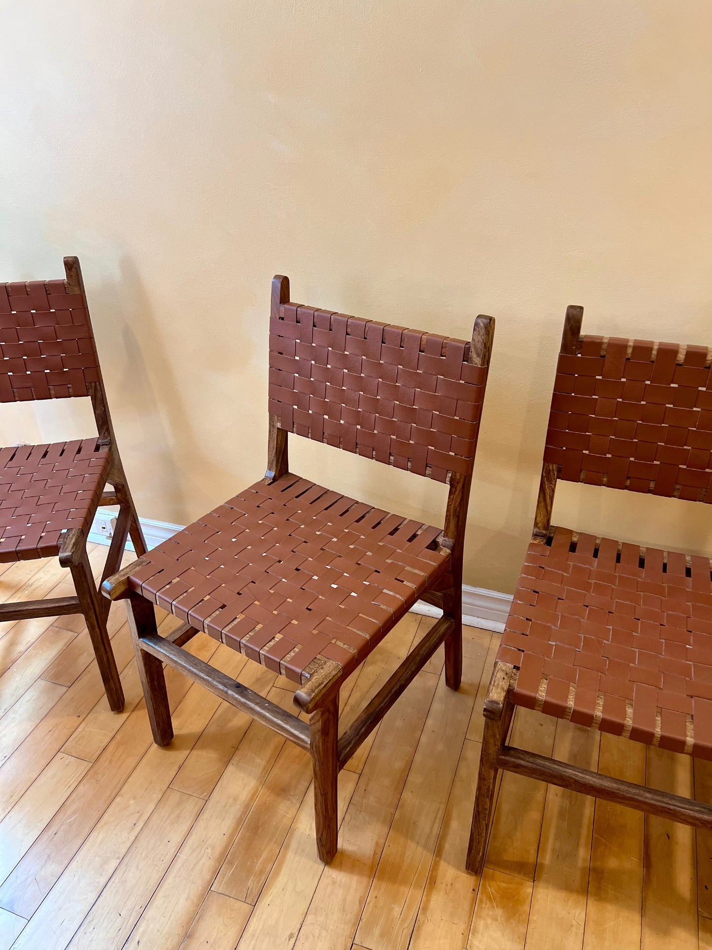Woven Leather Chairs (set of four)