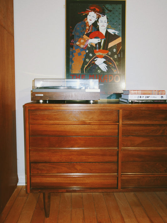 Nine Drawer Walnut Dresser