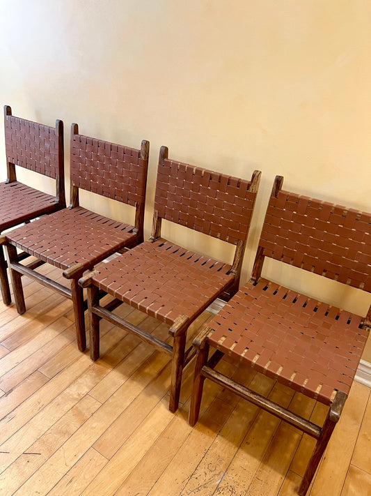 Woven Leather Chairs (set of four)