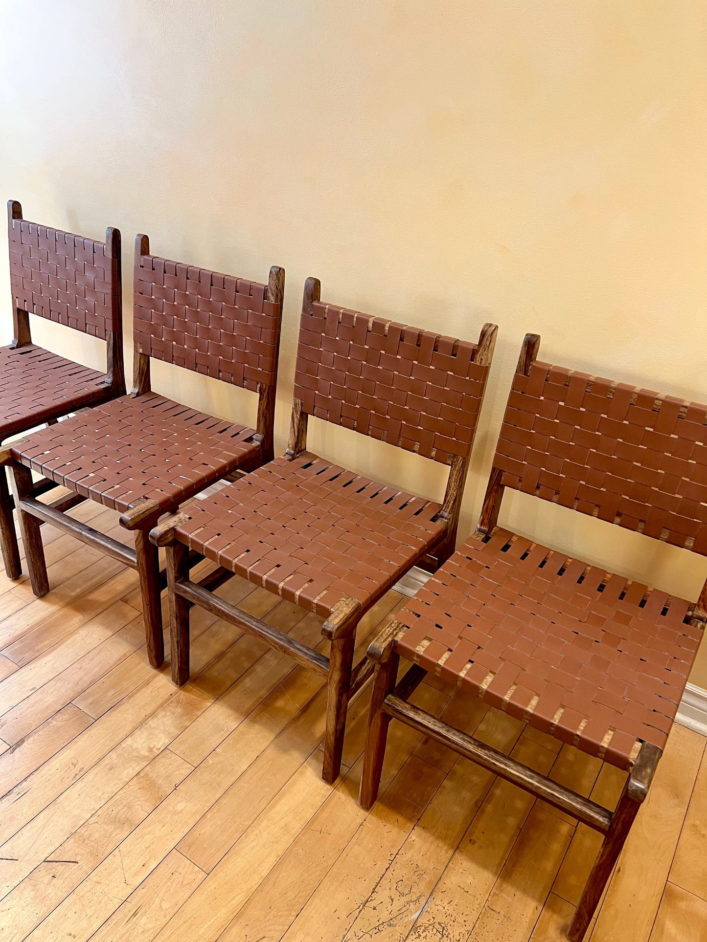 Woven Leather Chairs (set of four)
