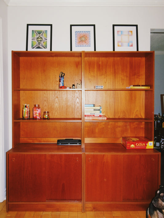 Swedish Teak Veneer Cabinet Set of Two