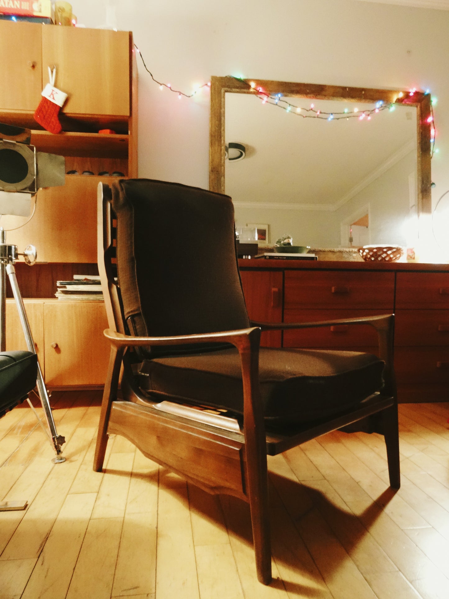 Solid Walnut High-back Lounge Chair