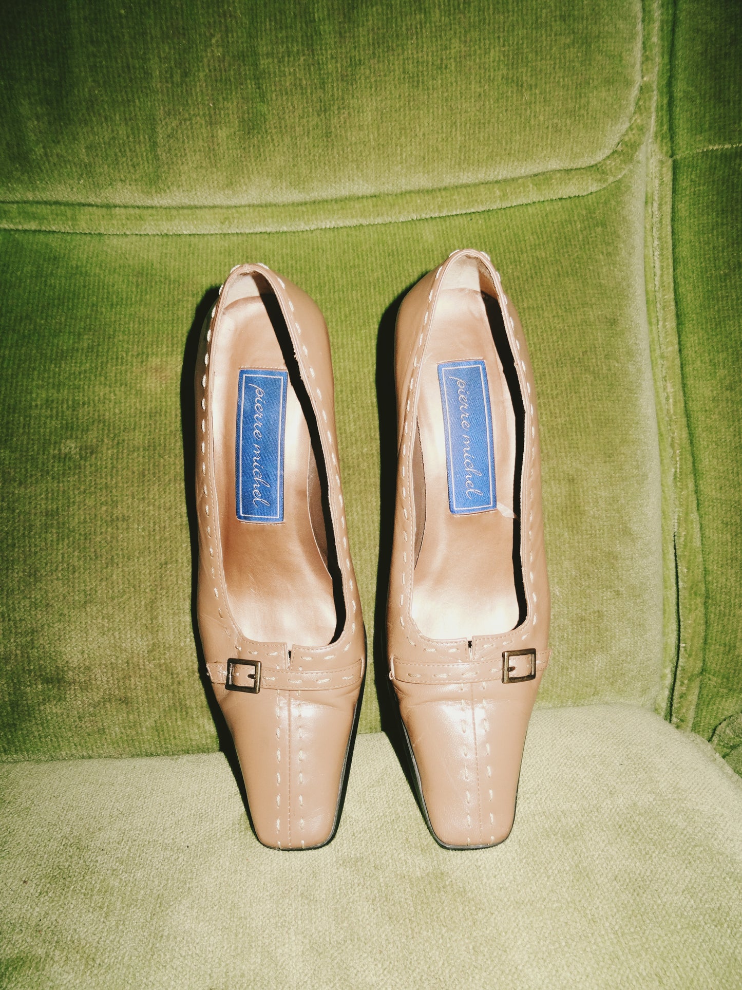 Beige Square Toed Kitten Heel (size 8)