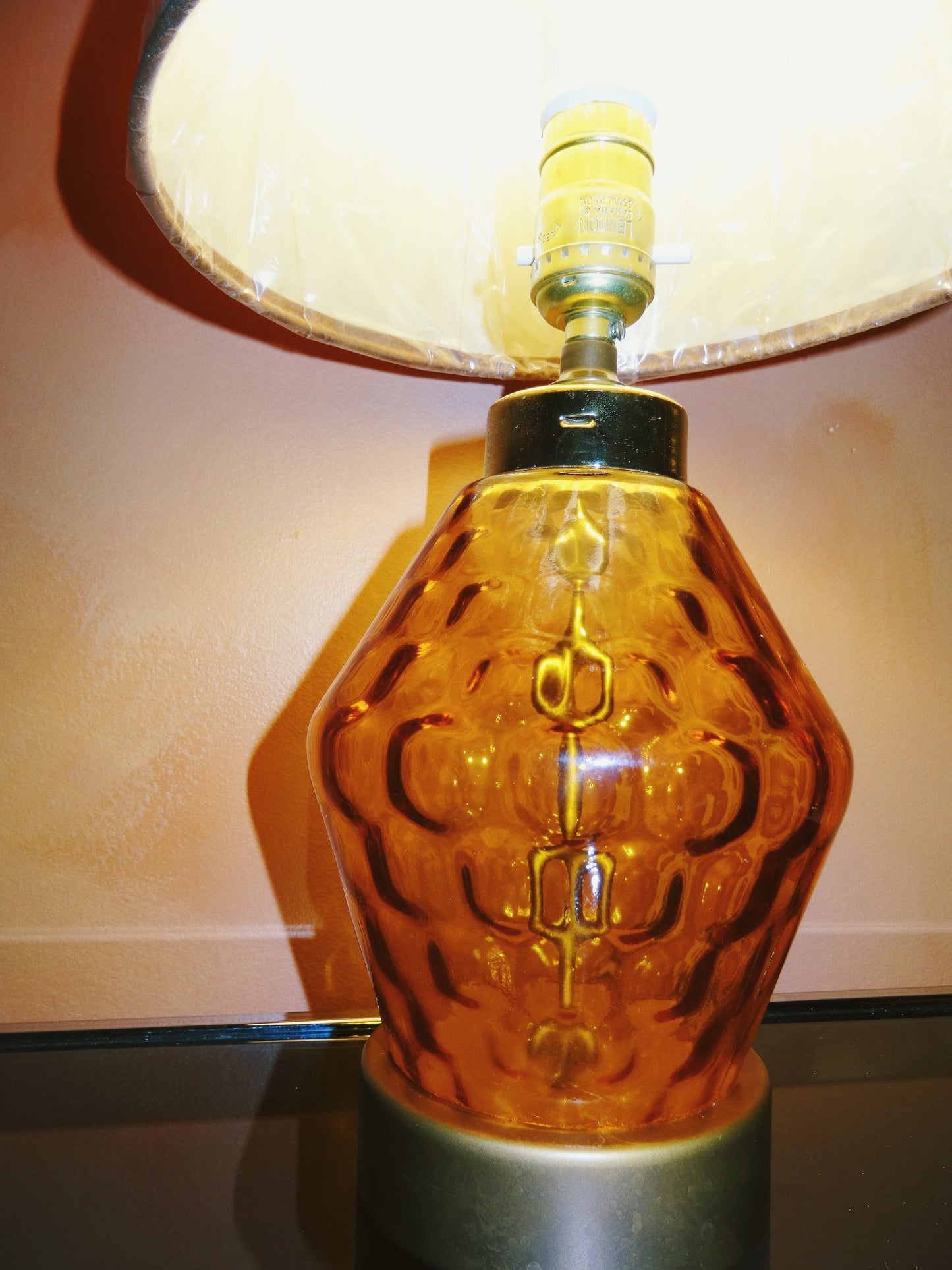 Pair of Mid Century Stained Glass Lamps