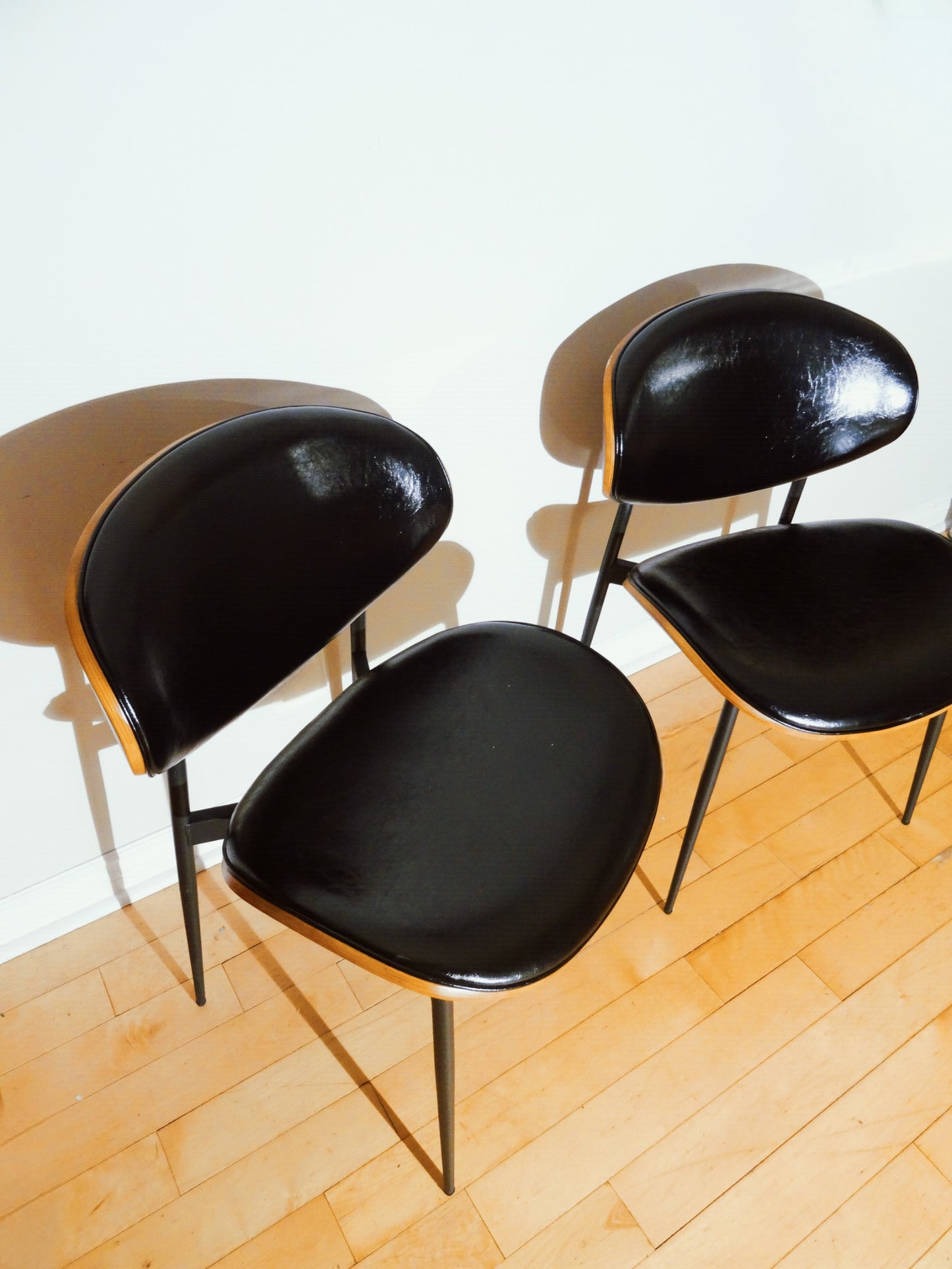 Set of Two Mid Century Faux Leather Chairs