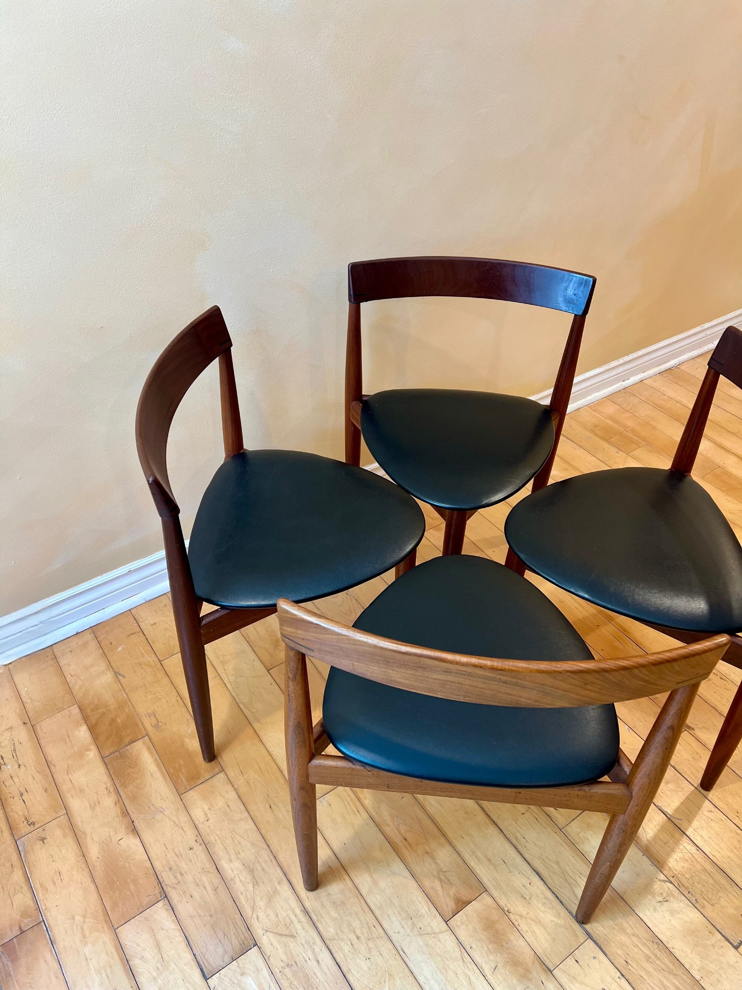Set of Four 1950s Hans Olsen for Frem Røjle Teak Dining Chairs
