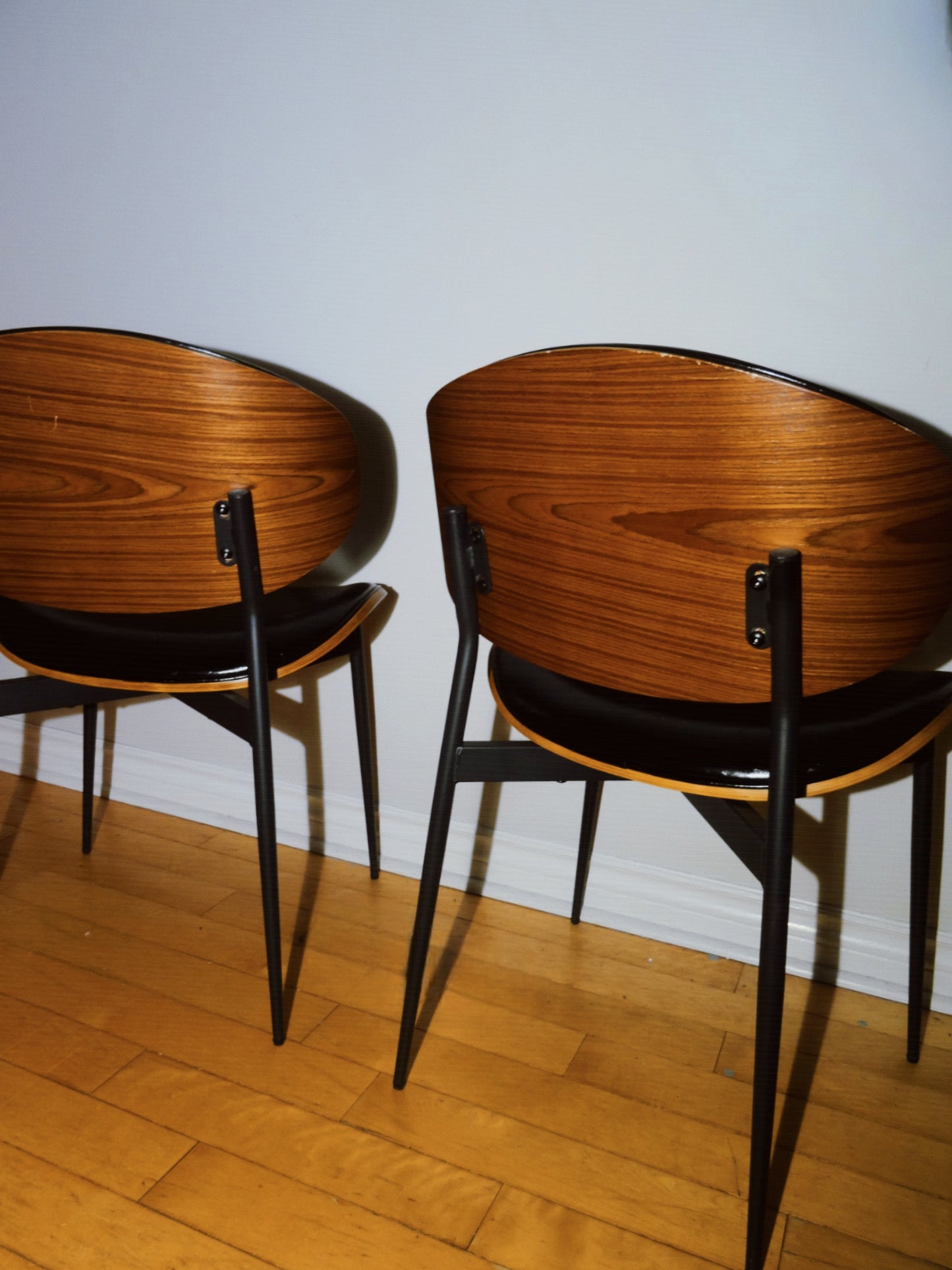 Set of Two Mid Century Faux Leather Chairs
