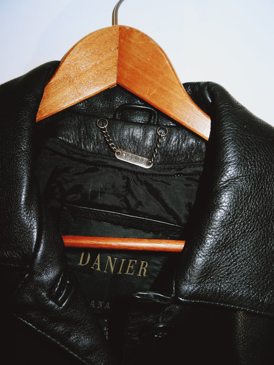 Black Leather Button Up Danier Jacket