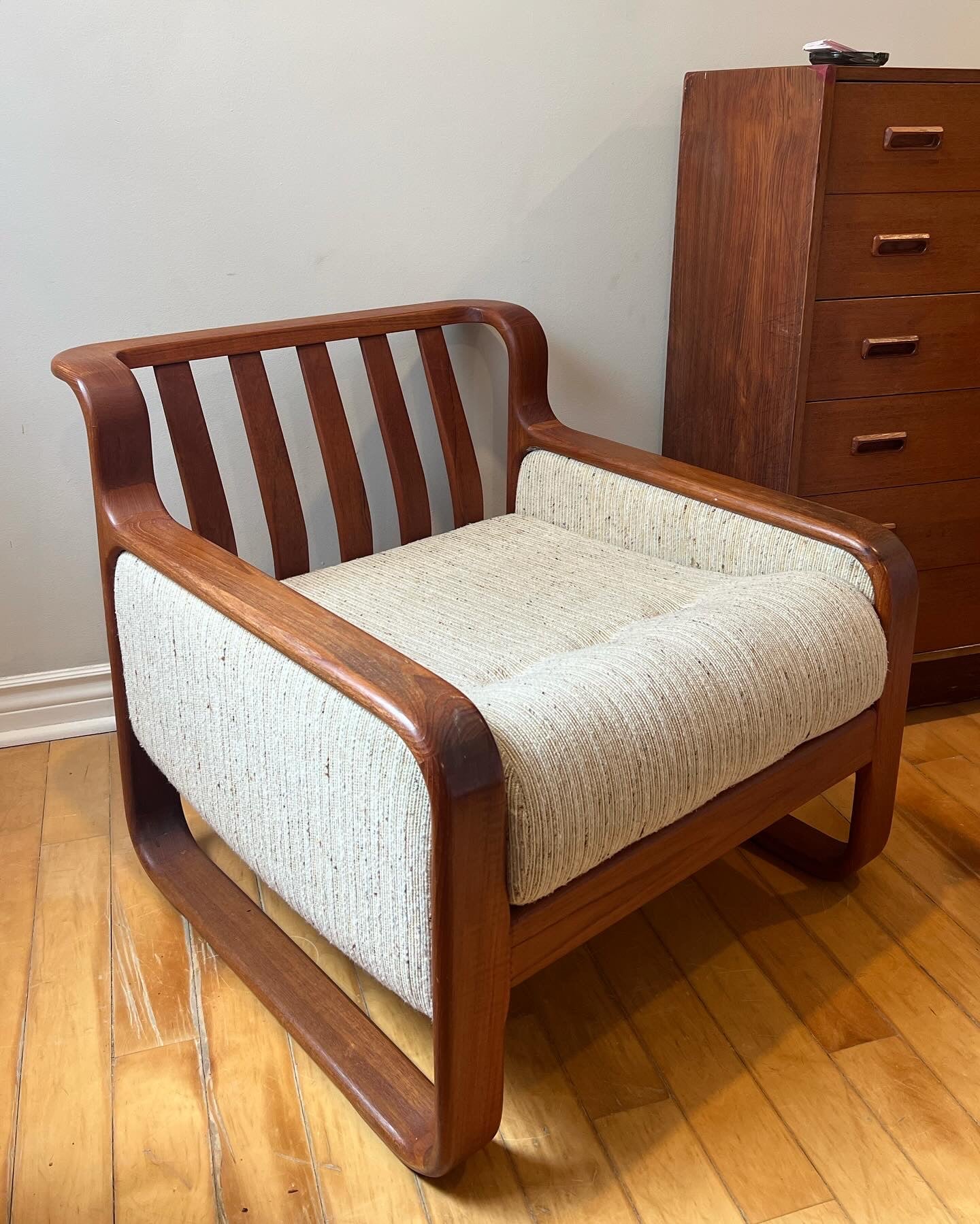 Mid Century Modern Tweed and Teak Armchair