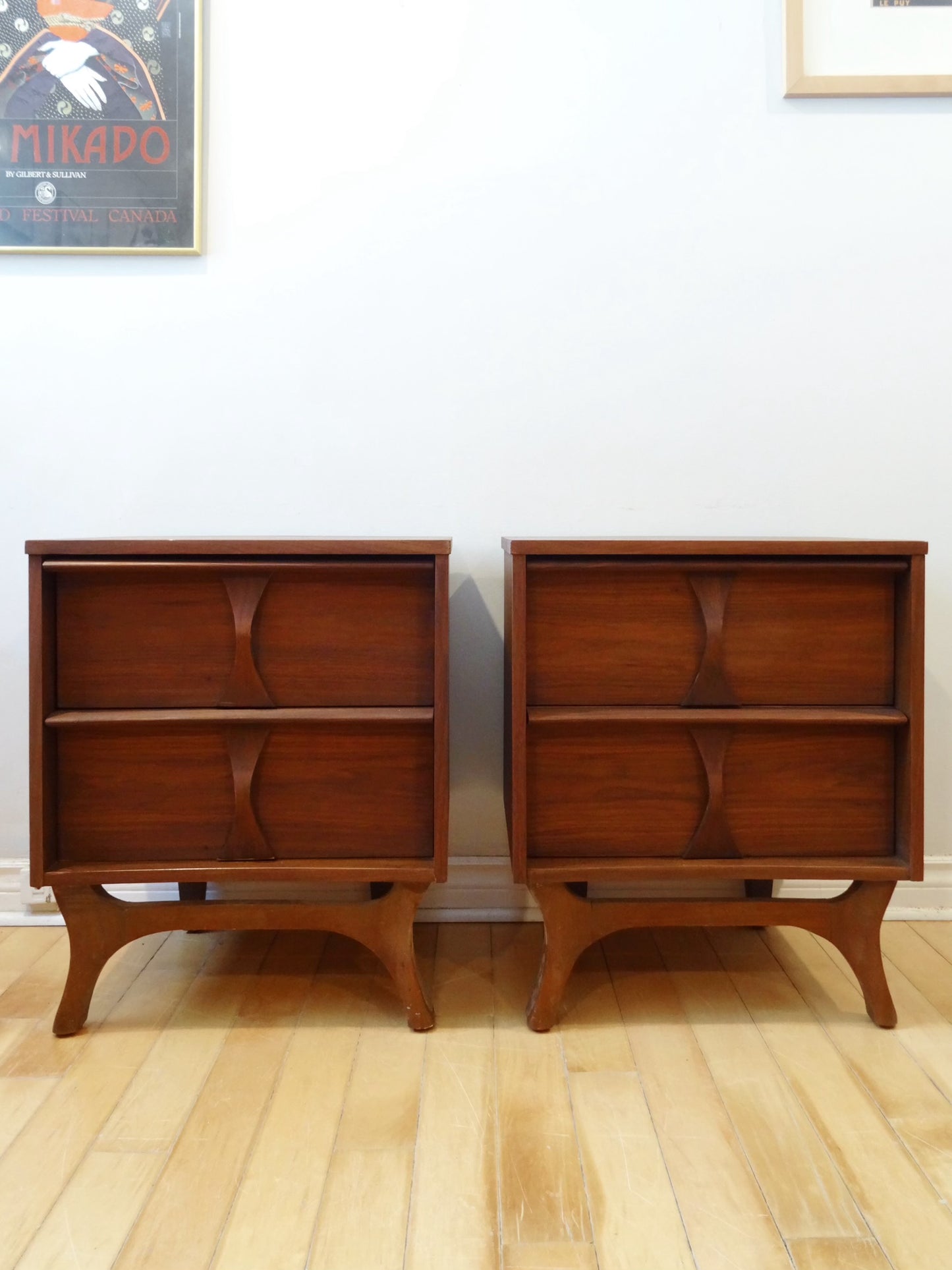 Set of Mid Century Walnut Side Tables