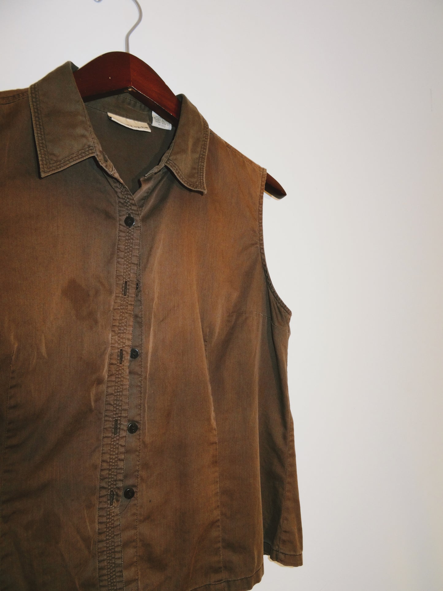Dark Brown Sleeveless Button up