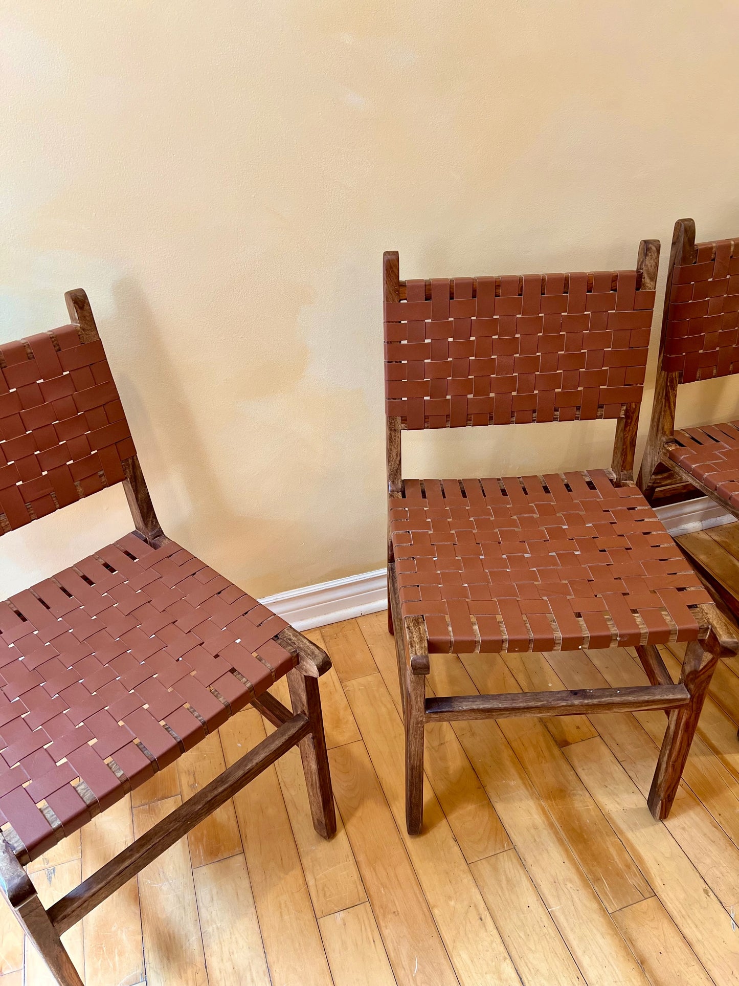 Woven Leather Chairs (set of four)