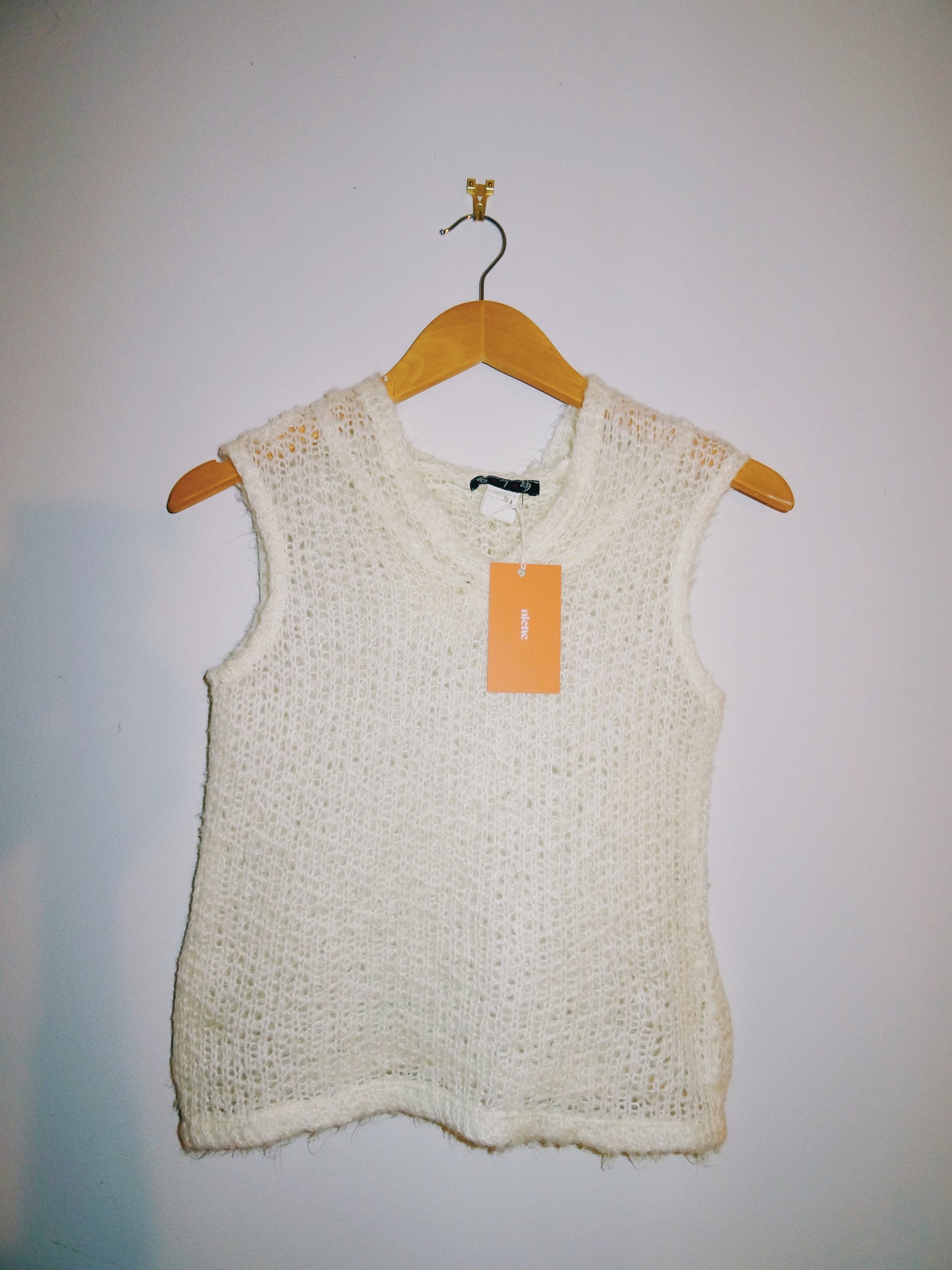White Knit Sleeveless  Crop