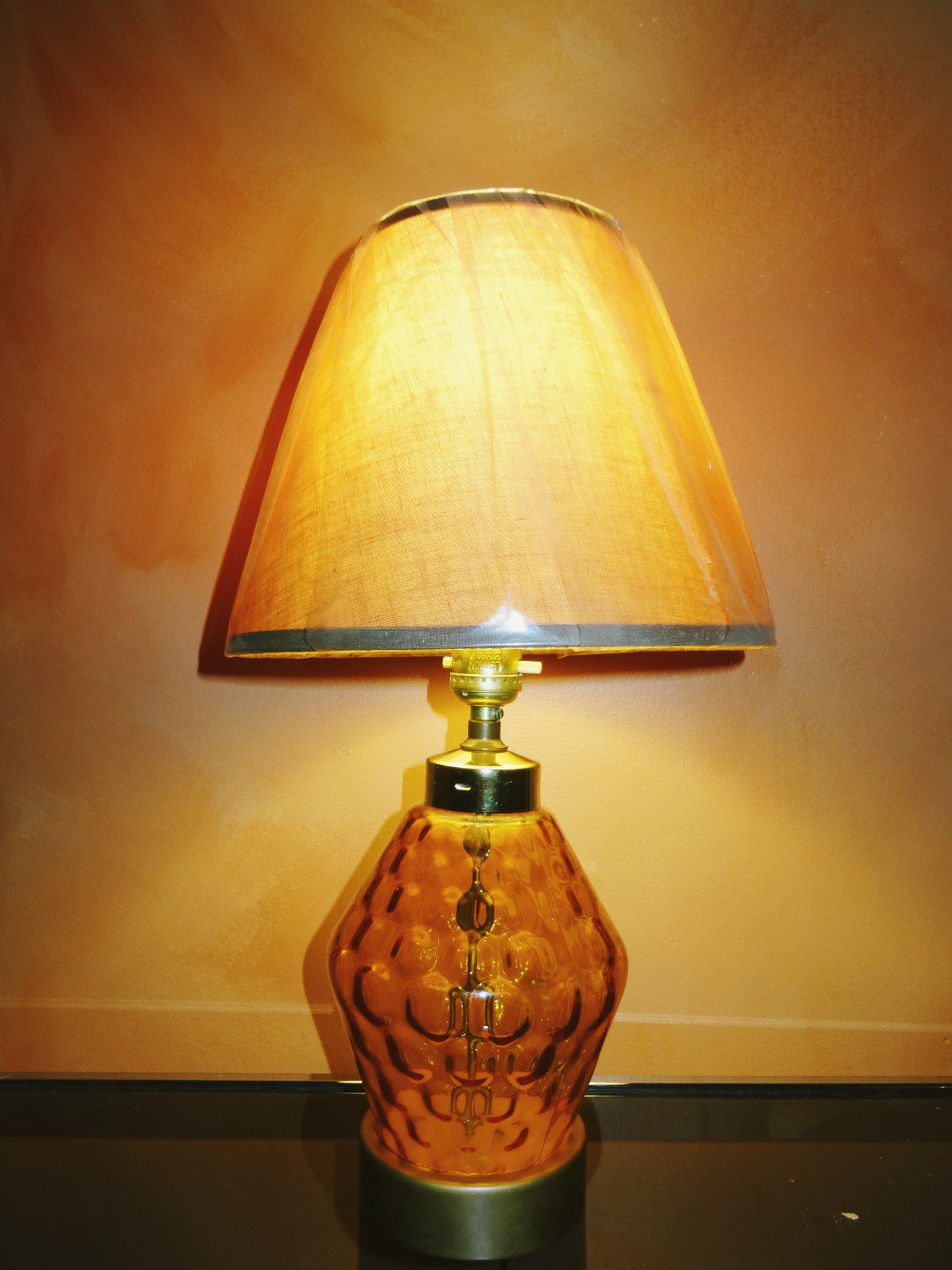 Pair of Mid Century Stained Glass Lamps