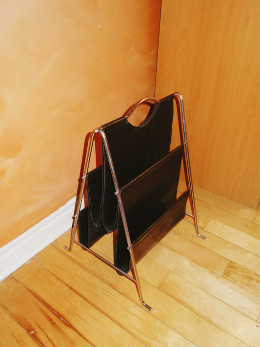 Genuine Leather Brown/Chrome Magazine Holder