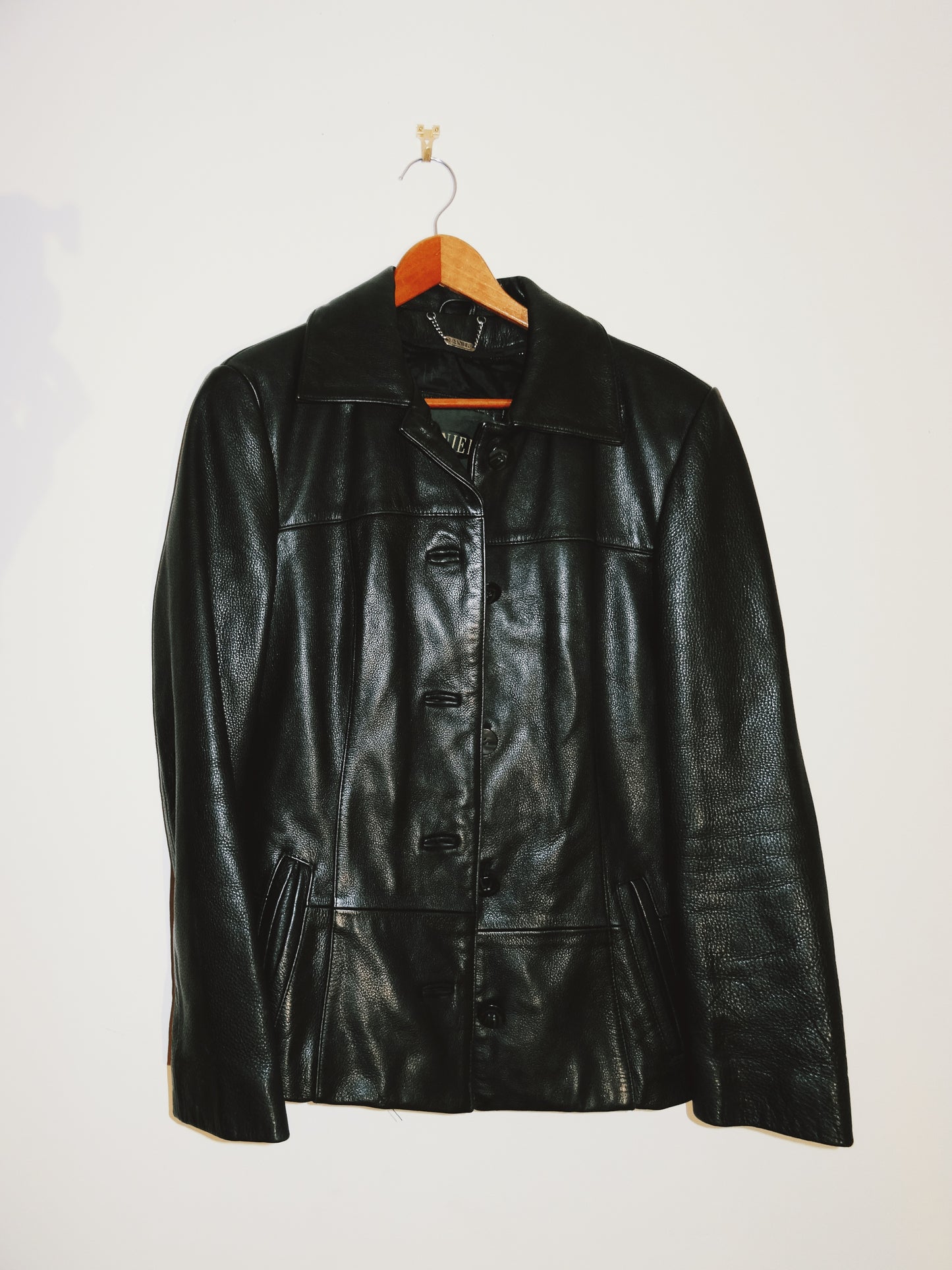 Black Leather Button Up Danier Jacket