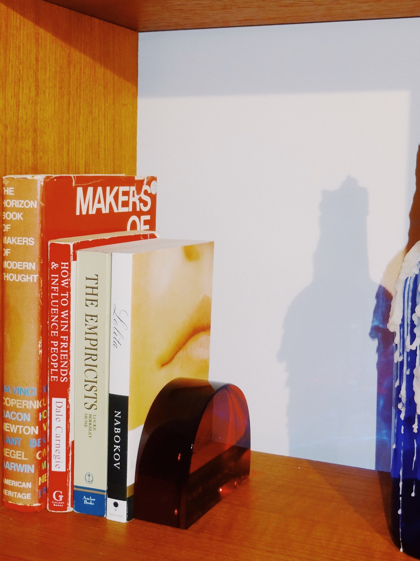 Set of Two Orange Stained Glass Book Stopper