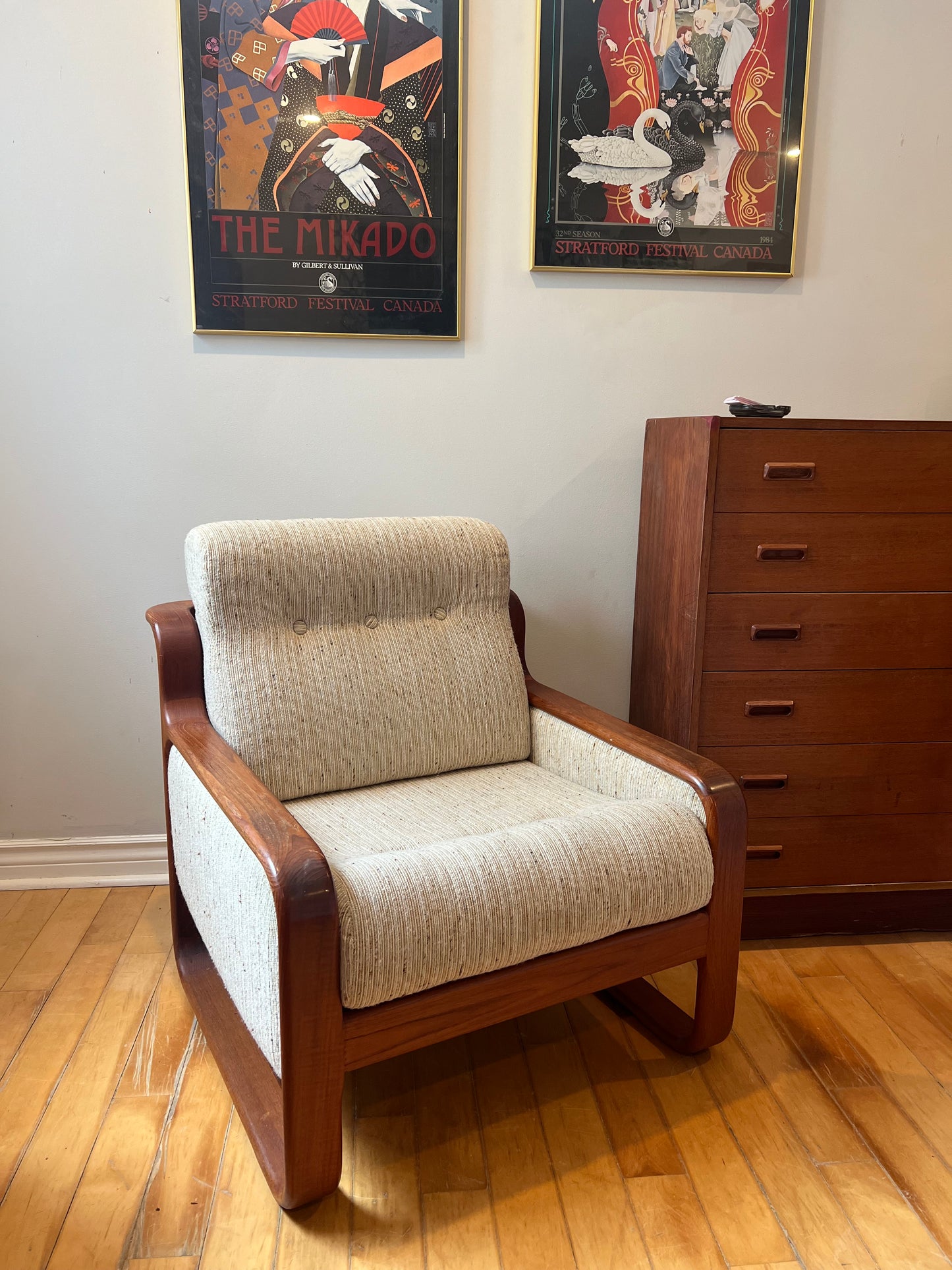 Mid Century Modern Tweed and Teak Armchair