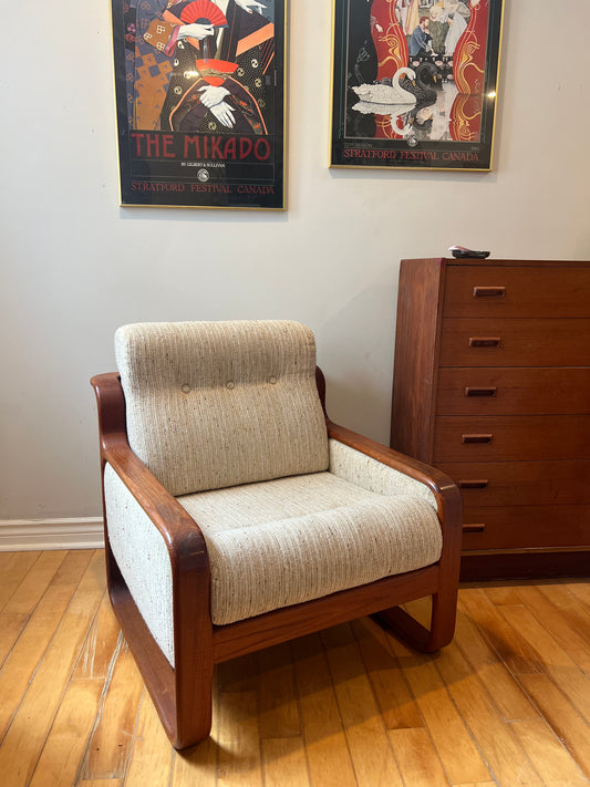Mid Century Modern Tweed and Teak Armchair