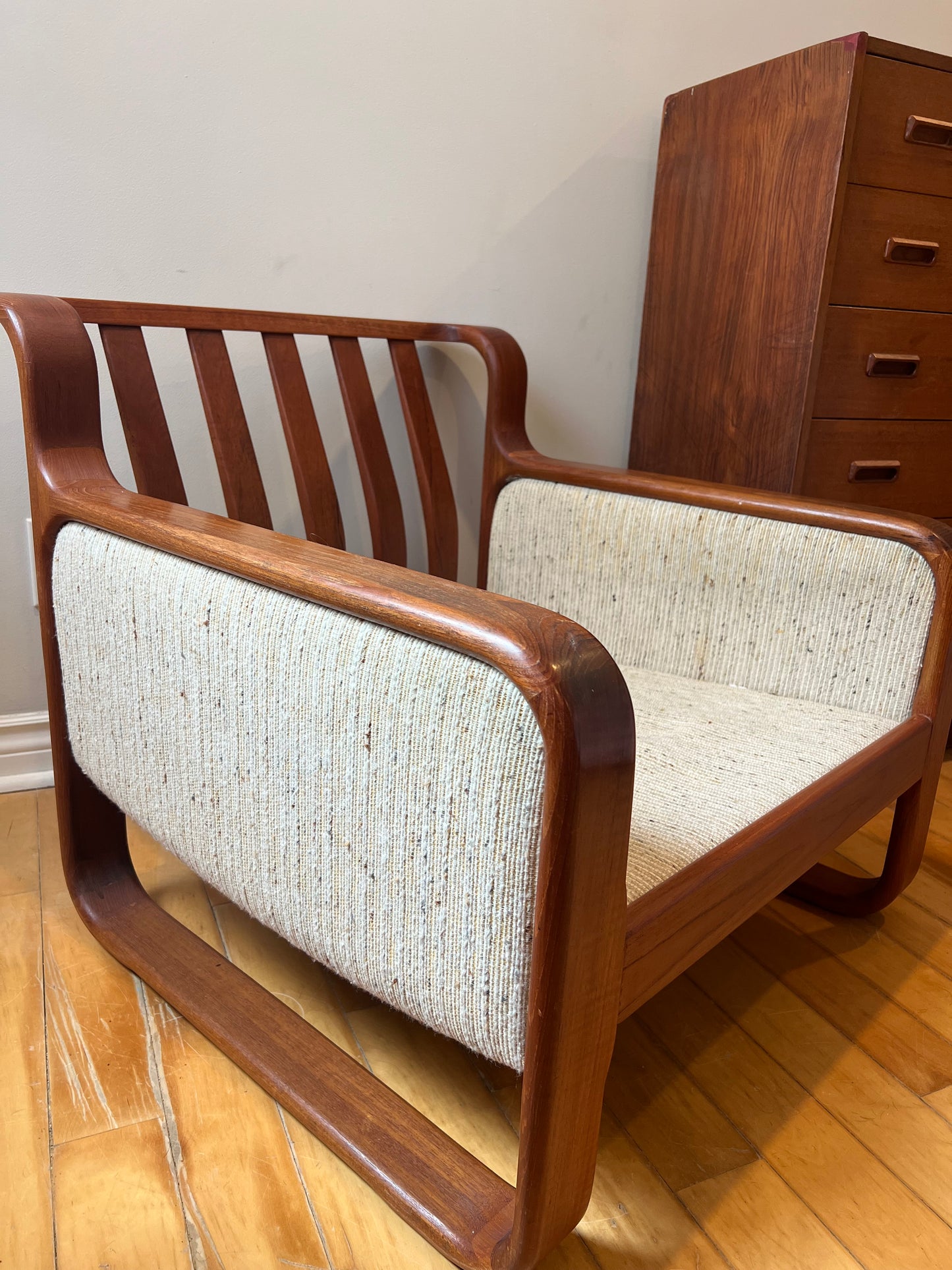 Mid Century Modern Tweed and Teak Armchair