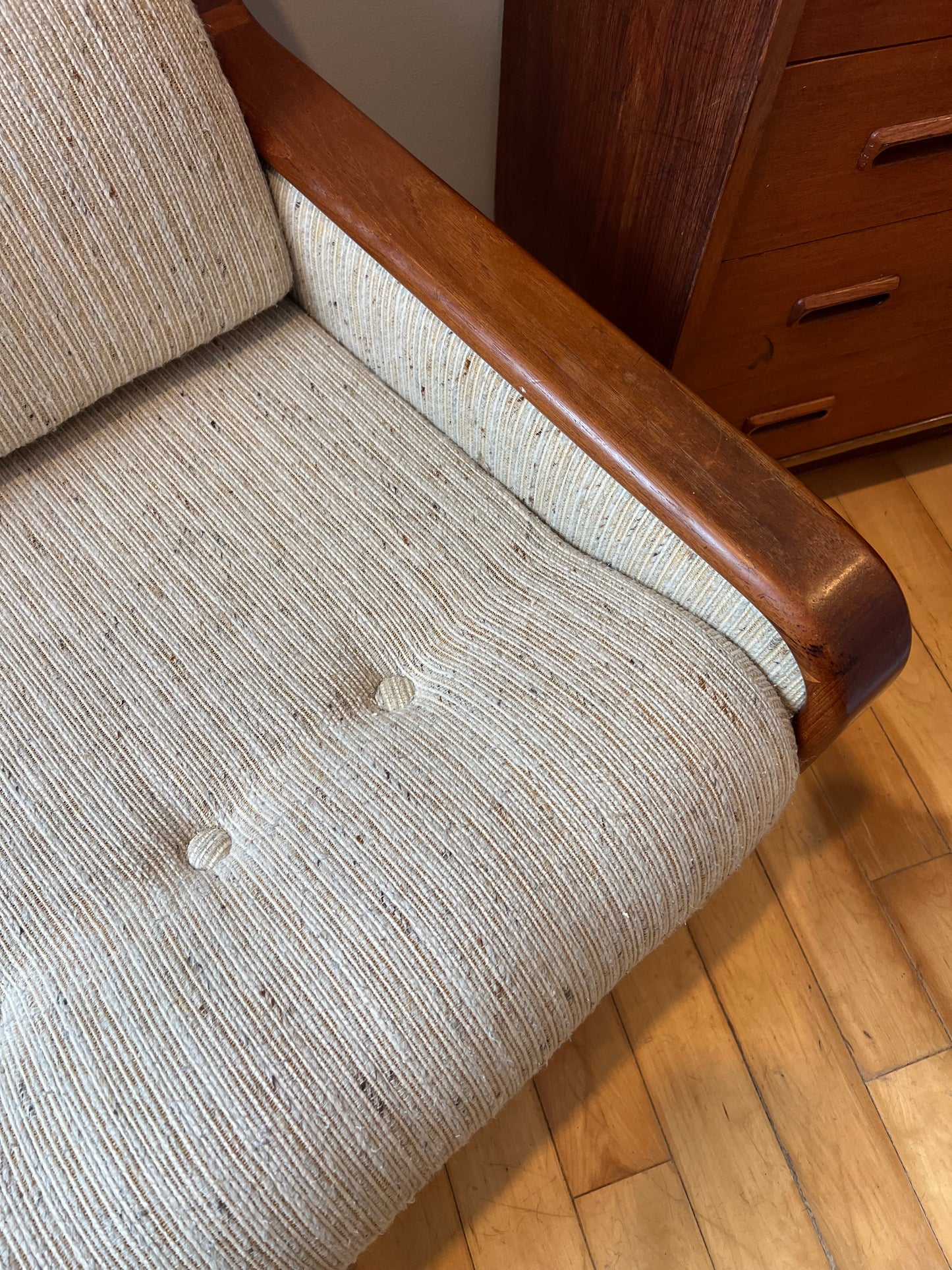 Mid Century Modern Tweed and Teak Armchair