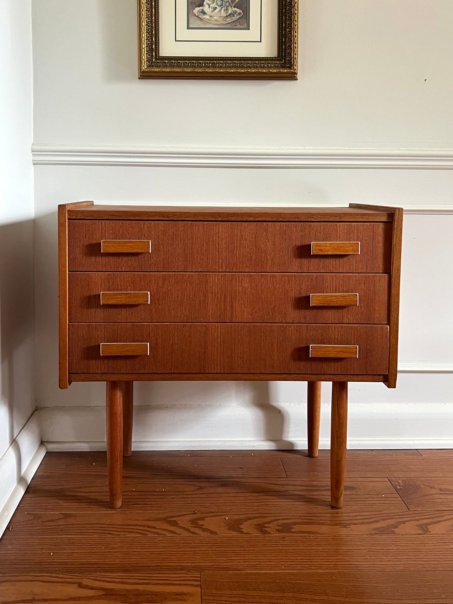 Vintage Ejsing Mobelfabrik Danish Teak Three Drawer Chest/ Side Table