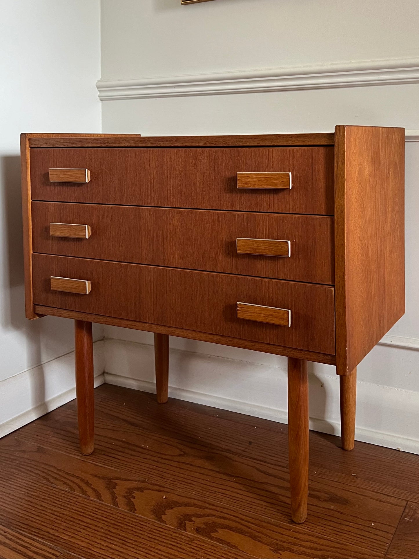 Vintage Ejsing Mobelfabrik Danish Teak Three Drawer Chest/ Side Table