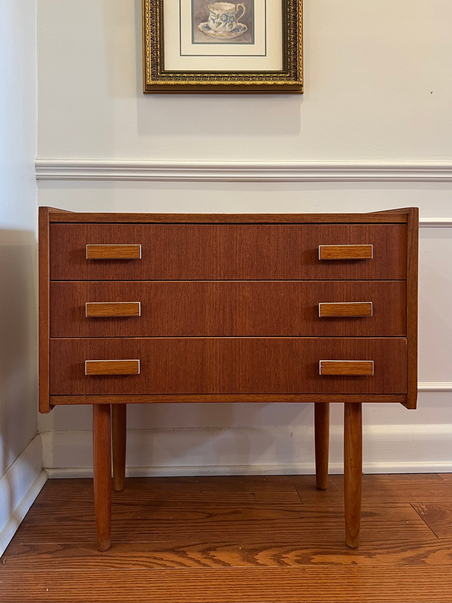 Vintage Ejsing Mobelfabrik Danish Teak Three Drawer Chest/ Side Table