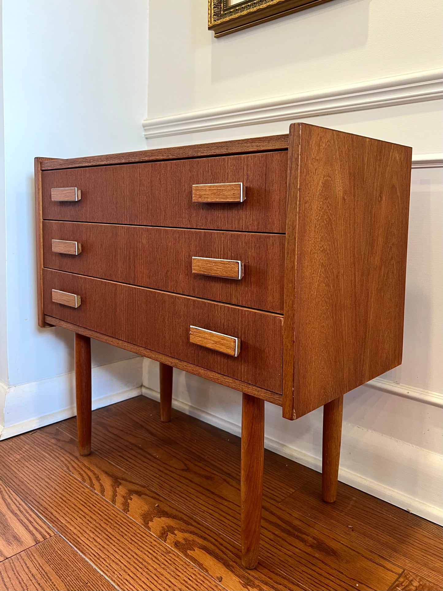 Vintage Ejsing Mobelfabrik Danish Teak Three Drawer Chest/ Side Table