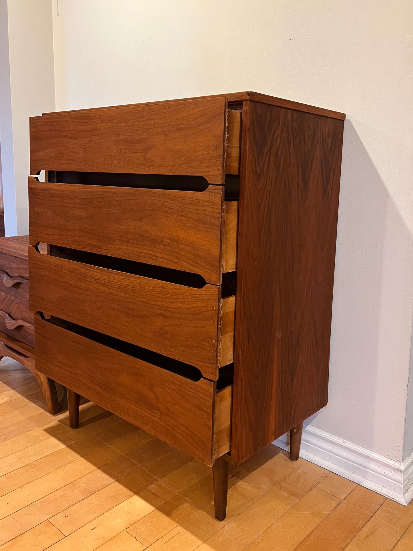 Four Drawer Walnut Tallboy