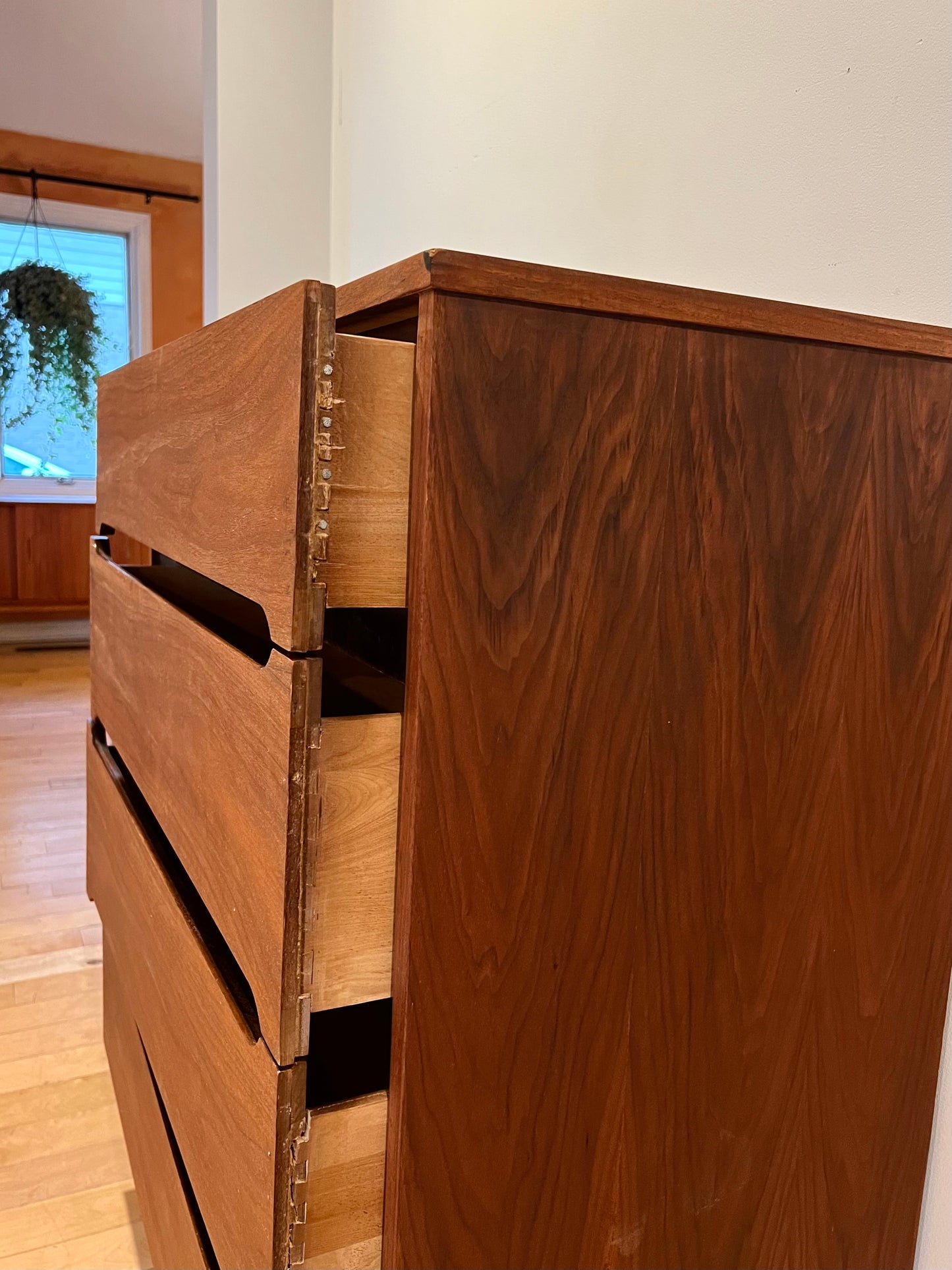 Four Drawer Walnut Tallboy