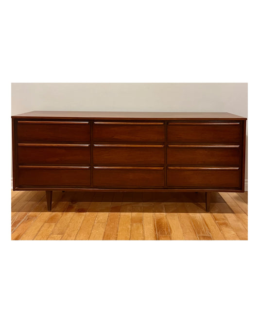 Mid Century Nine Drawer Walnut Dresser #2