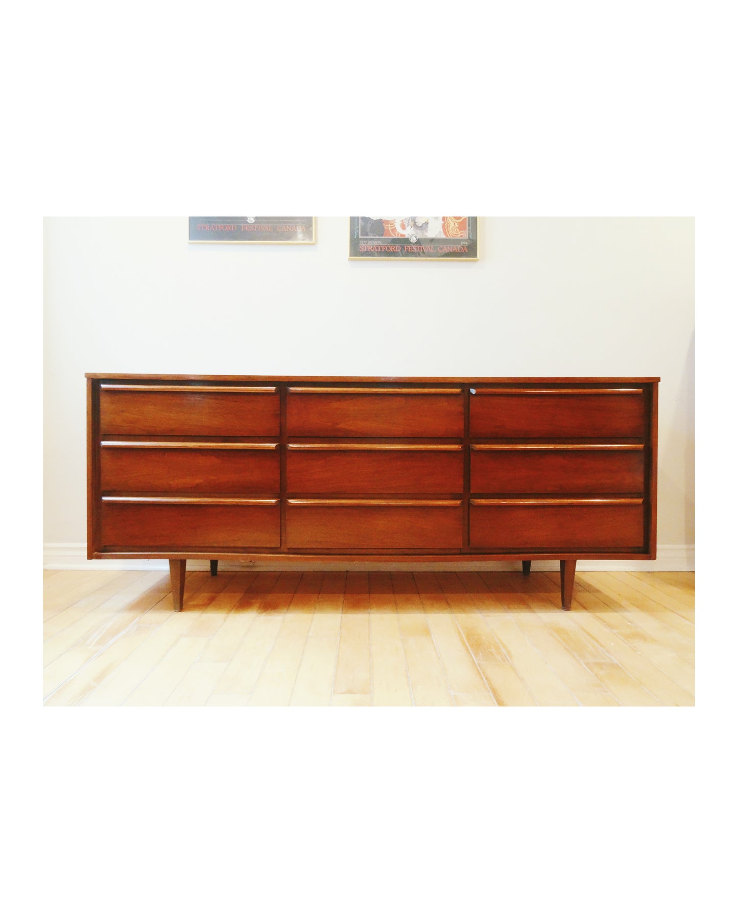 Mid Century Nine Drawer Walnut Dresser #2